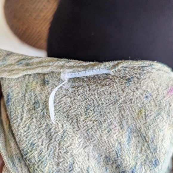 Artsy Tie Dye Gauze Vest Green Hippie Vacation Lagenlook Bohemian Sleeveless - Picture 11 of 11